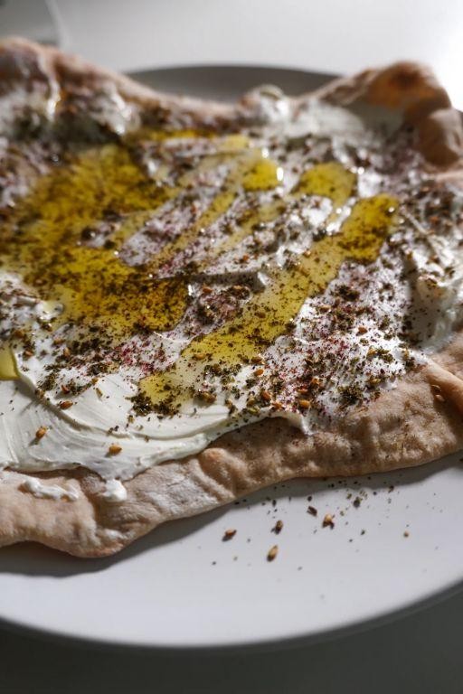 Whole grain bread with labneh and za