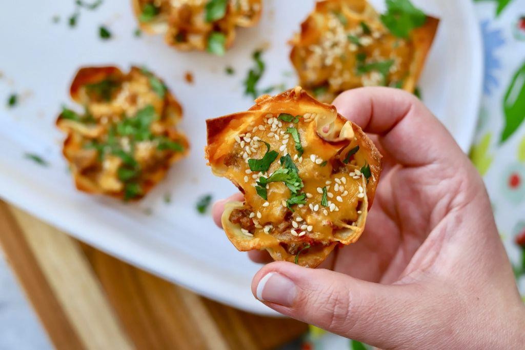 Wonton Wrapper Beef and Cheese Roll-Ups