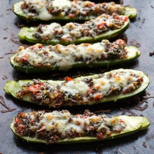 Zucchini Stuffed with Gluten Free Quinoa