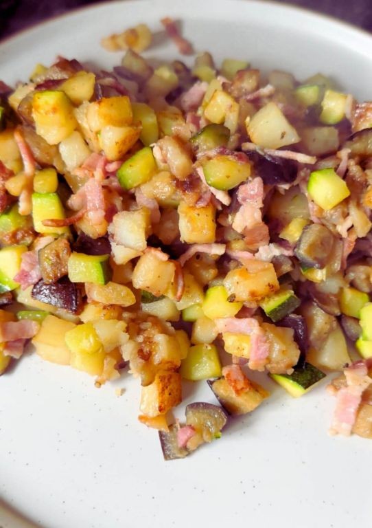 Zucchini and Bacon Hash