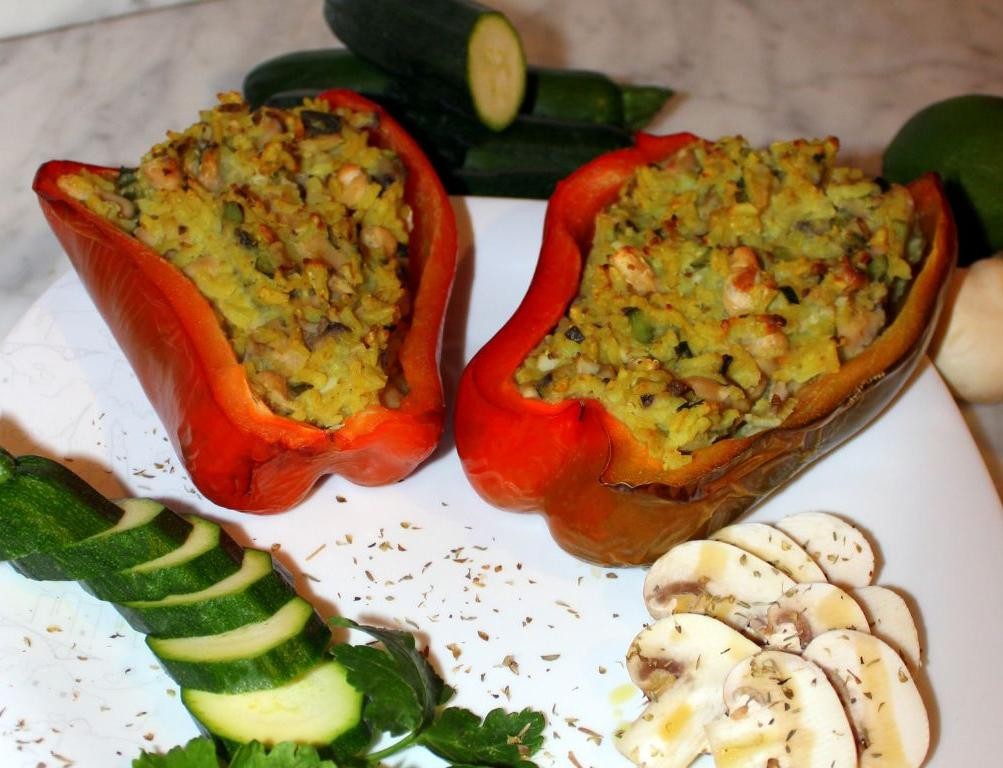 Zucchini and Mushroom Stuffed Peppers