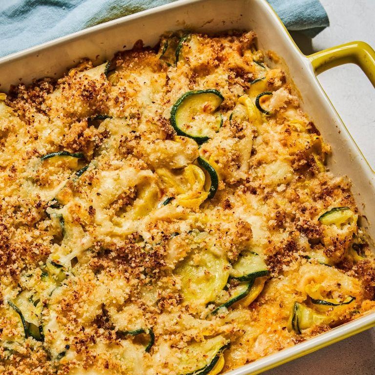 Zucchini and Squash Casserole with Breadcrumbs