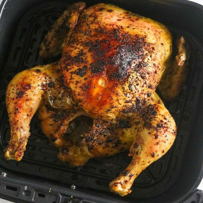 Air Fryer Rotisserie Chicken with Lemon Pepper Seasoning