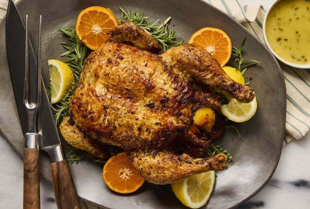 Air Fryer Rotisserie Chicken with Rosemary and Thyme