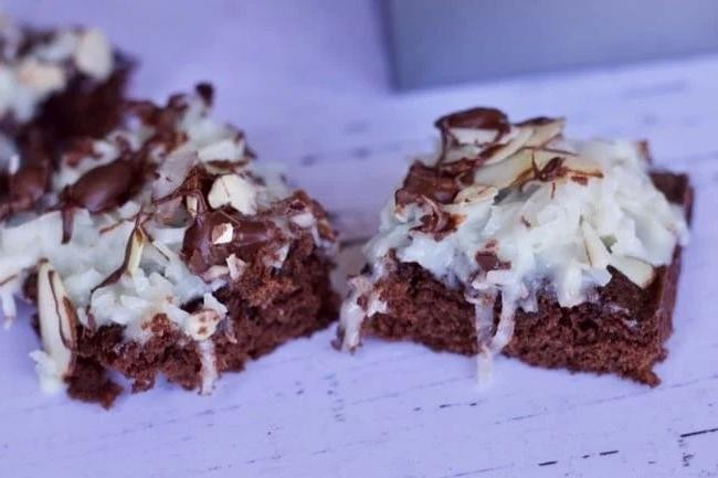Almond Joy Slutty Brownies with Coconut and Almonds