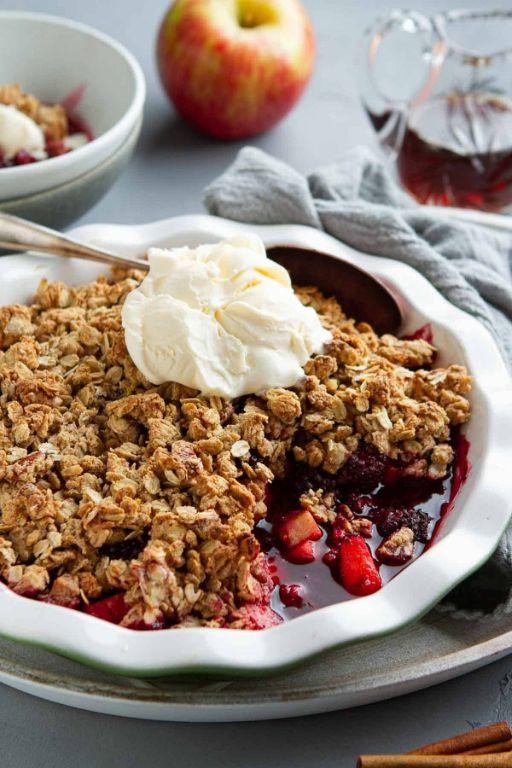 Apple Blackberry Crumble with Maple Glaze