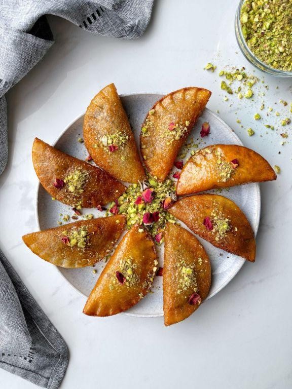 Atayef with Ashta Cream and Walnuts