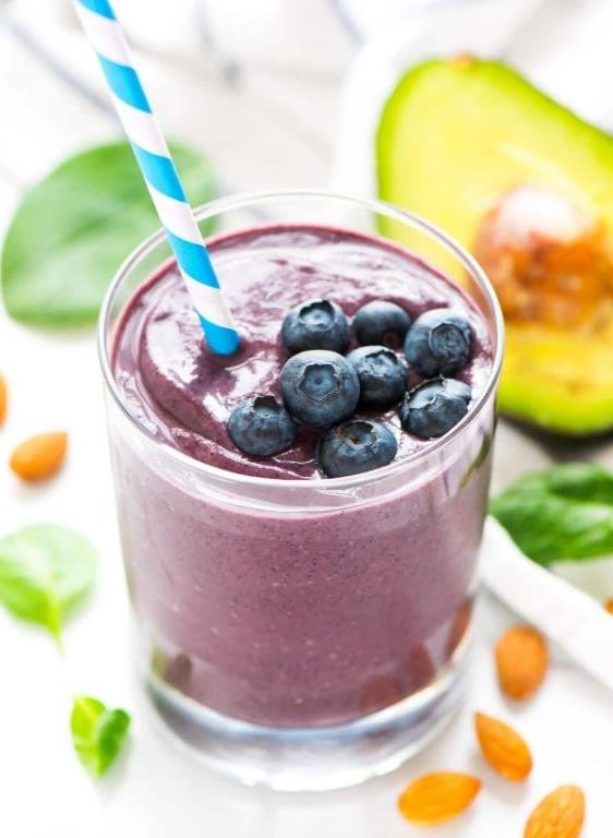 Avocado Blueberry Flax Smoothie
