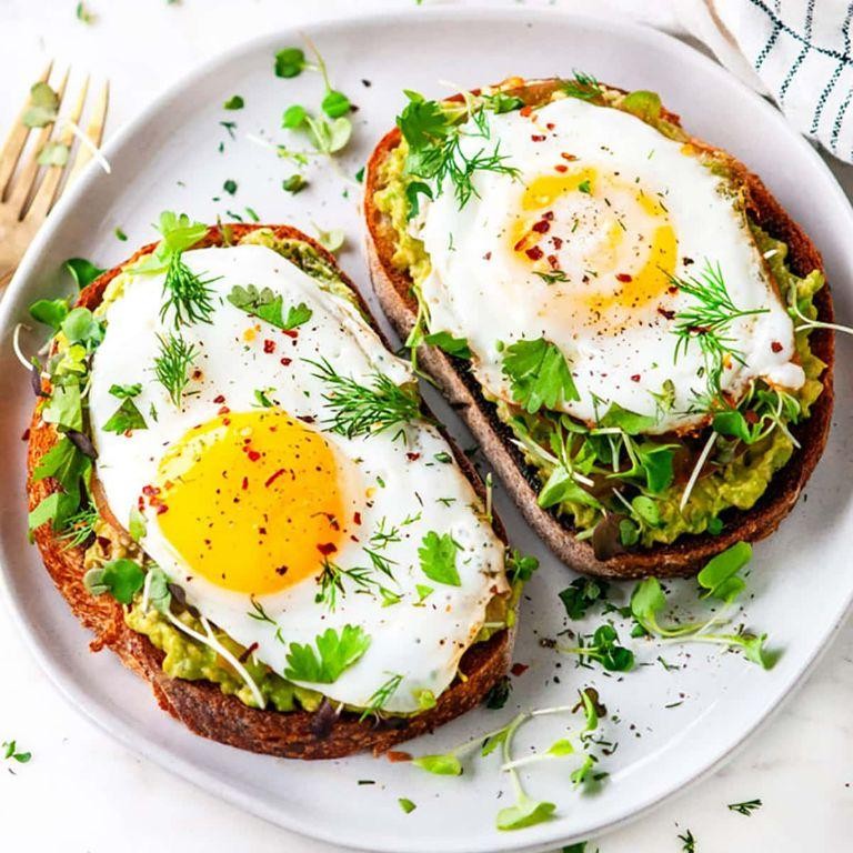 Avocado Toast with Poached Eggs and Microgreens
