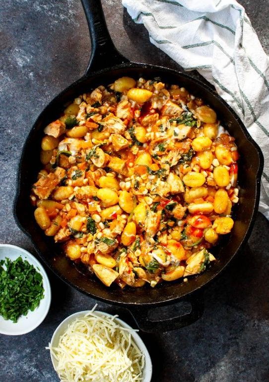 BBQ Pulled Chicken and Gnocchi Skillet