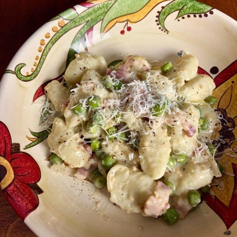 Bacon and Pea Gnocchi Alfredo