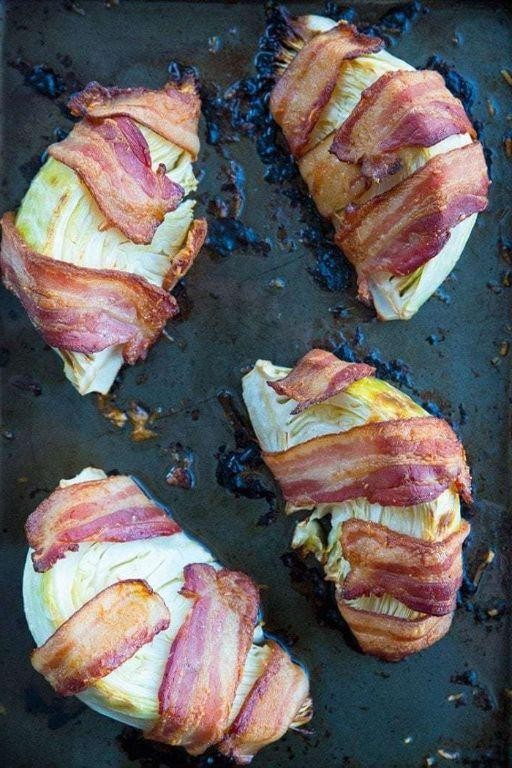 Bacon-Wrapped Baked Cabbage Wedges