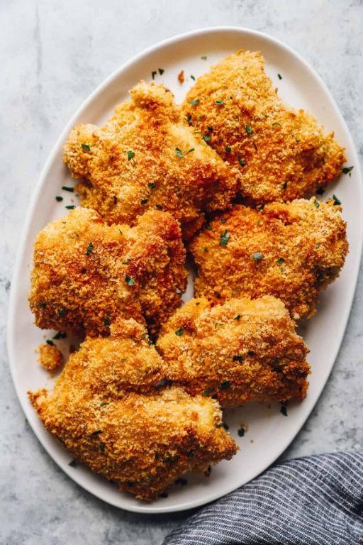 Baked Breaded Chicken Thighs with Italian Seasoning