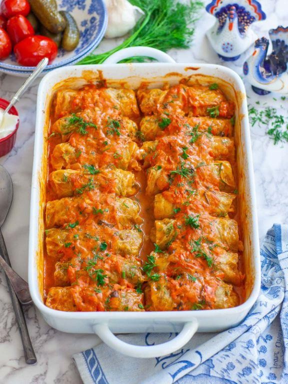 Baked Cabbage Rolls with Ground Turkey