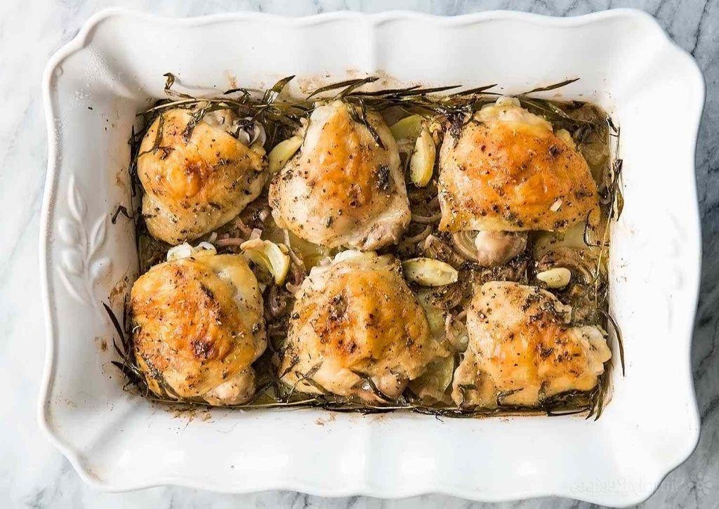 Baked Chicken Thighs with Herb Roasted Potatoes