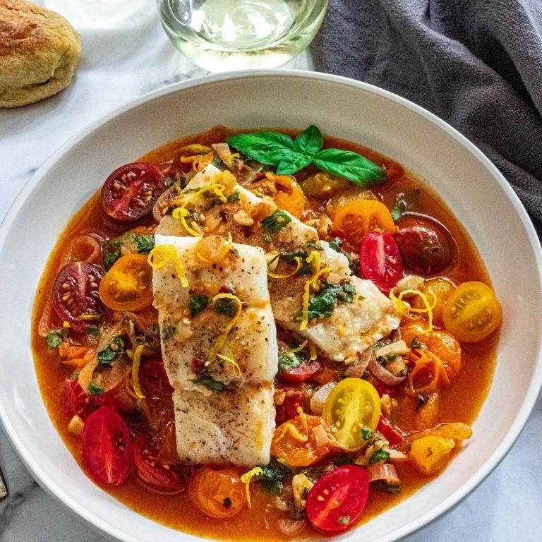 Baked Cod with Herbs and Tomatoes
