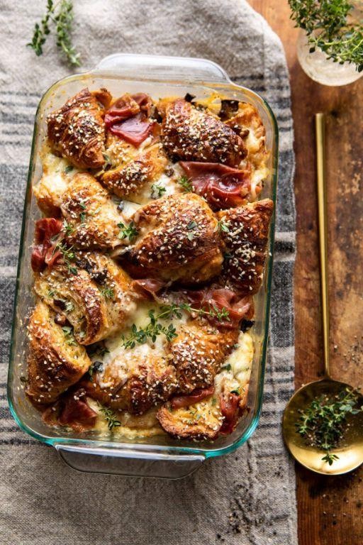 Baked Ham and Cheese Croissant Bake