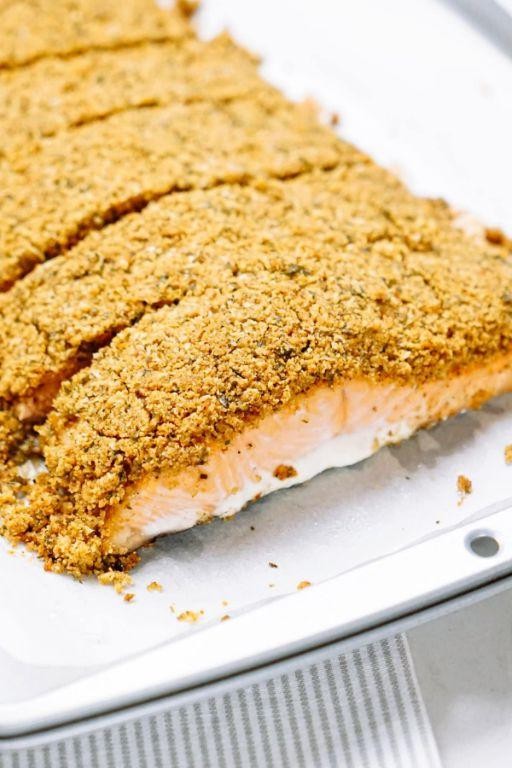 Baked King Salmon with Parmesan and Breadcrumbs