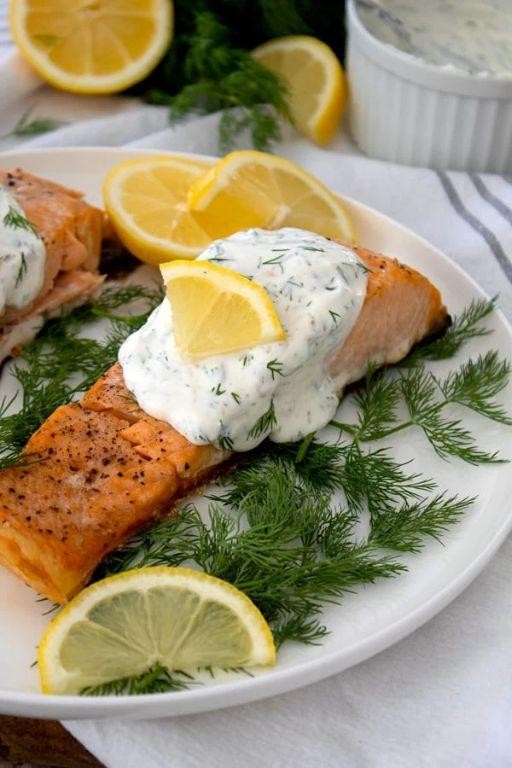 Baked Salmon with Lemon-Dill Sauce