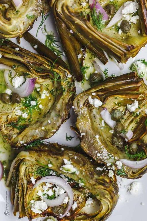 Baked Whole Artichokes with Olive Oil and Herbs