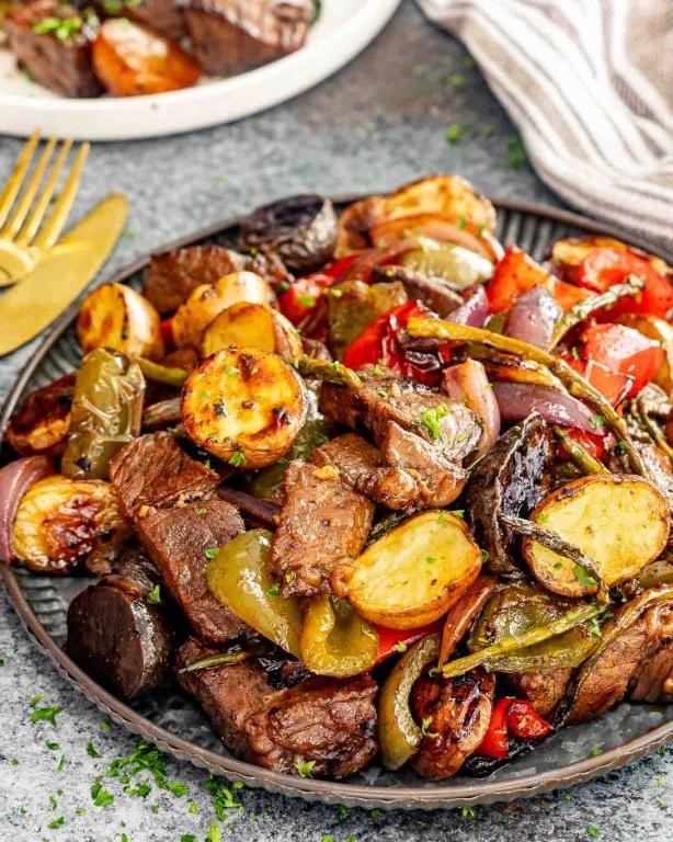 Balsamic Glazed Delmonico Steak with Roasted Vegetables
