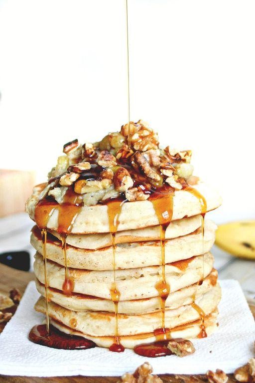 Banana Pancakes with Walnuts and Honey