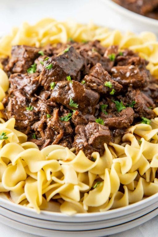 Beef Tips and Noodles in the Crock Pot