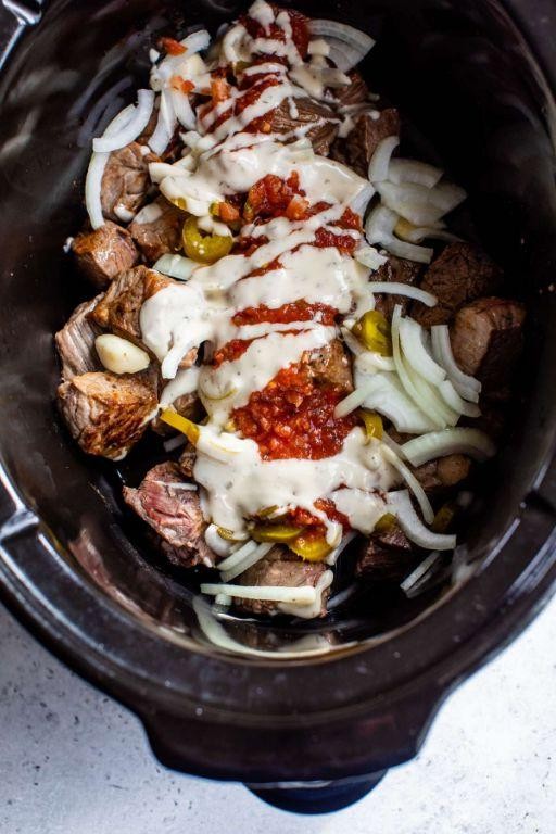 Beef Tips with Sweet Onions in the Slow Cooker