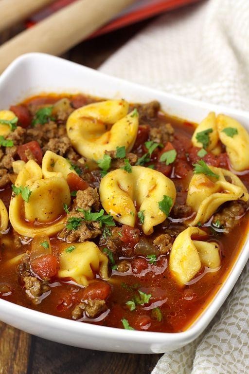 Beef and Pork Stuffed Tortellini in Broth