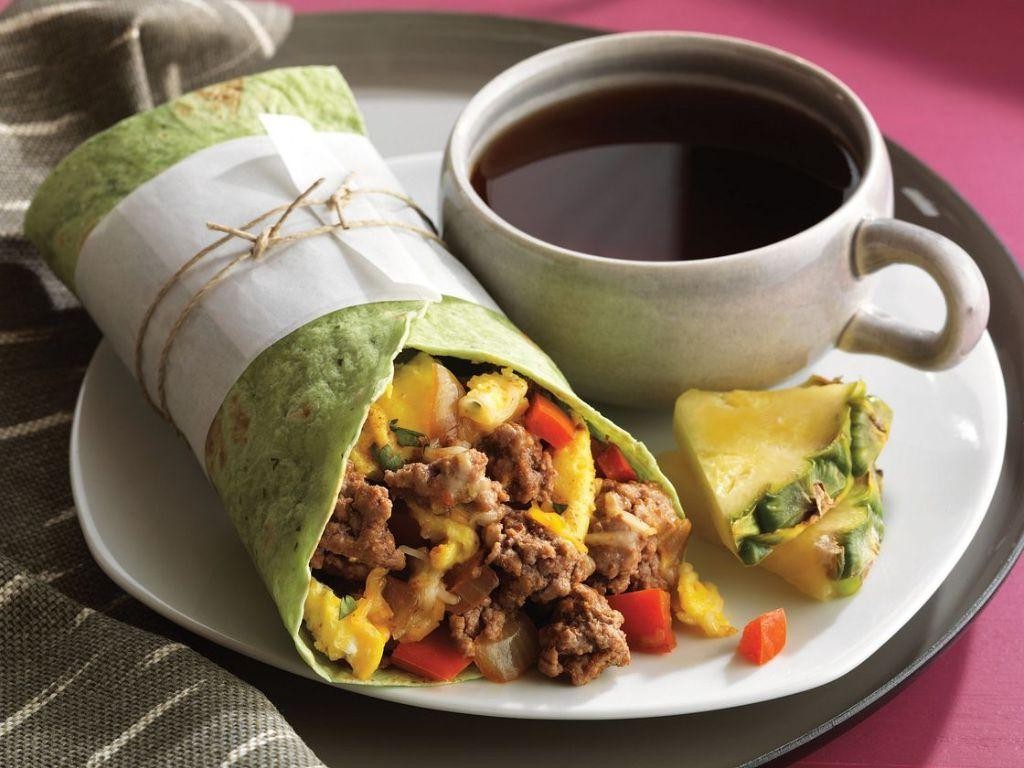 Beef breakfast sausage breakfast burritos