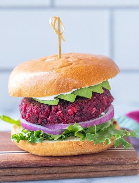 Beet and Chickpea Burger with Avocado