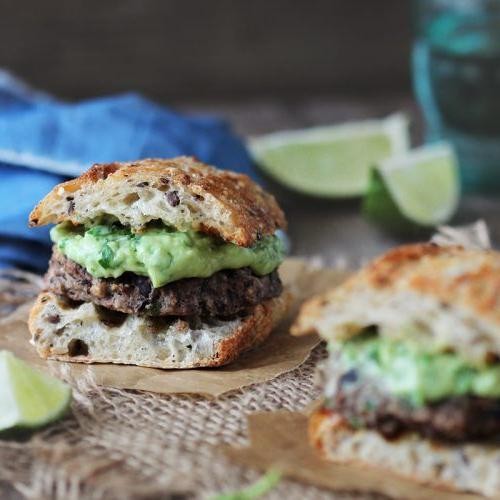 Black Bean Vegan Burgers with Avocado Lime Sauce