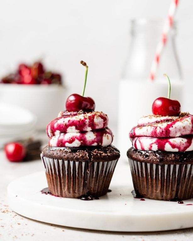Black Forest Cupcakes with Cherry Filling