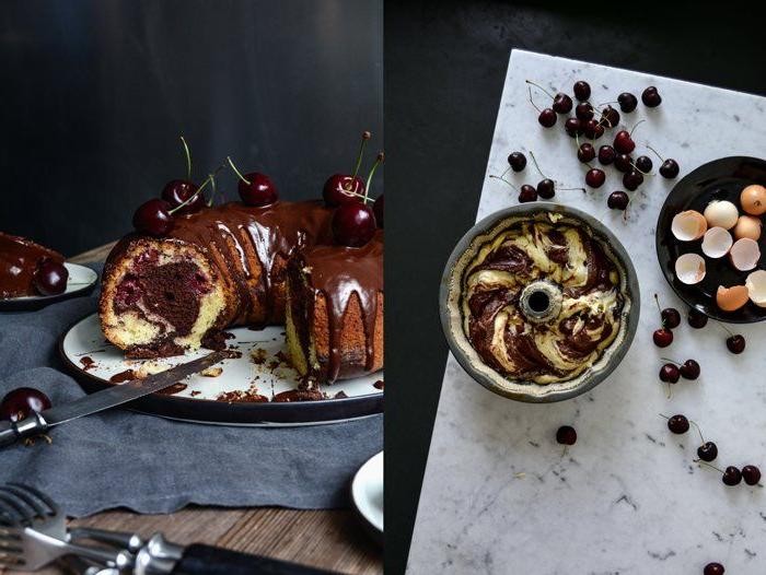Black Forest Marble Cake with Cherry Swirls