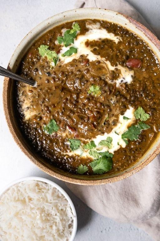 Black Lentil Curry with Coconut and Spinach