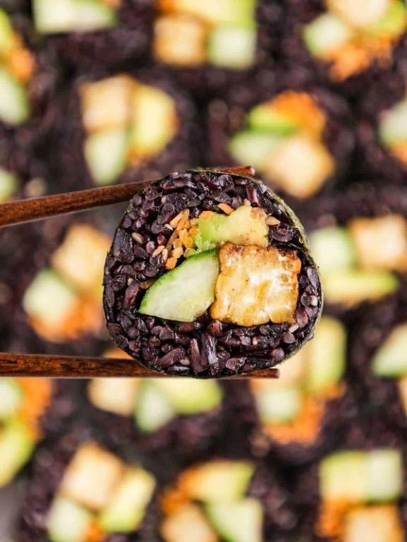 Black Rice Sushi Rolls with Avocado and Cucumber