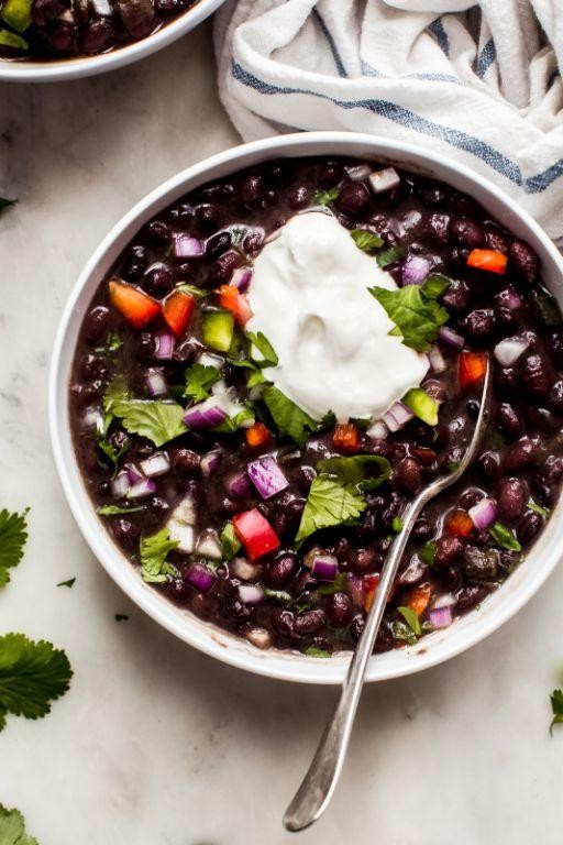 Black bean soup with Cuban oregano