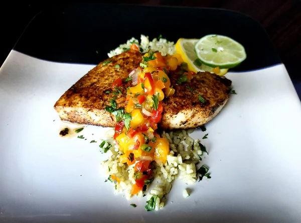 Blackened Swordfish with Mango Salsa