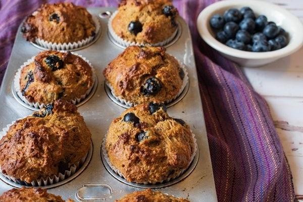 Blueberry lactation muffins with wheat germ