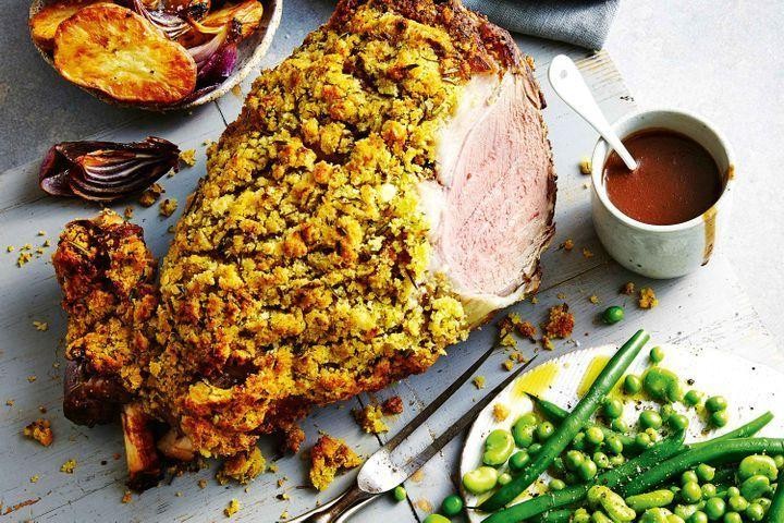 Boneless Leg of Lamb with Honey Mustard and Garlic Crust