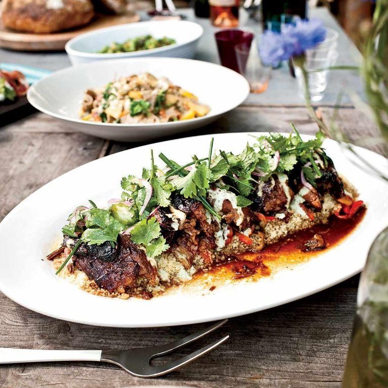 Boneless Leg of Lamb with Spiced Yogurt Marinade and Couscous