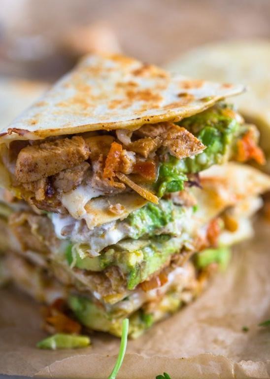 Breakfast Chicken Quesadillas with Avocado