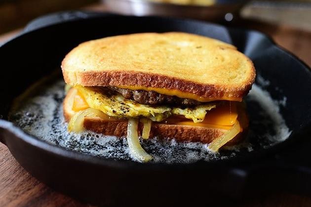 Breakfast Patty Melt with Fried Egg