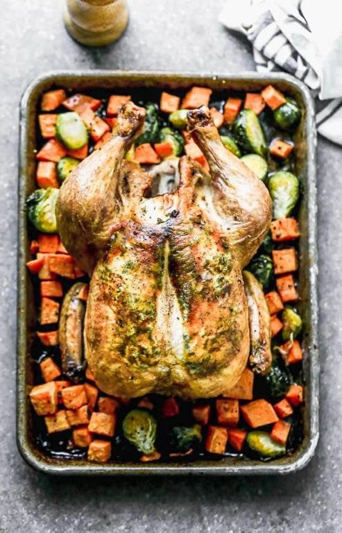 Brown Butter Sage Chicken with Roasted Brussels Sprouts