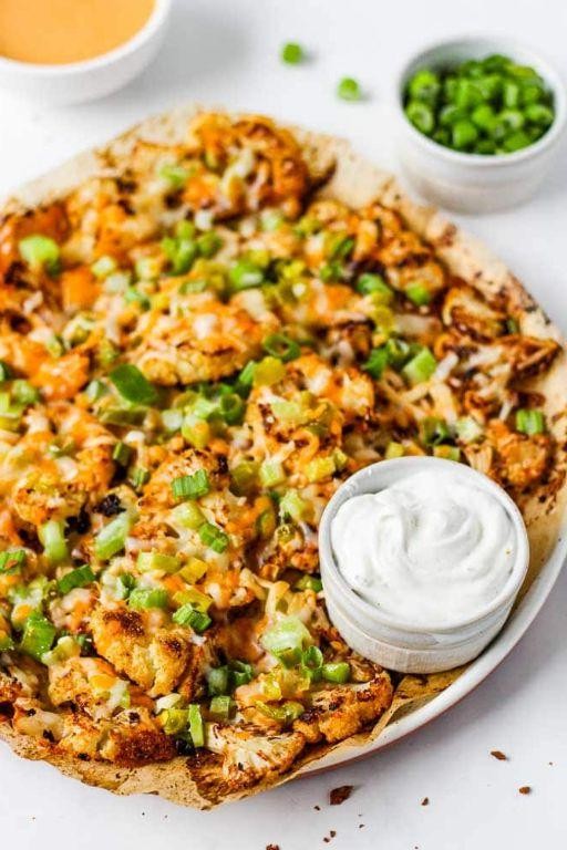 Buffalo Cauliflower and Cheese Chips