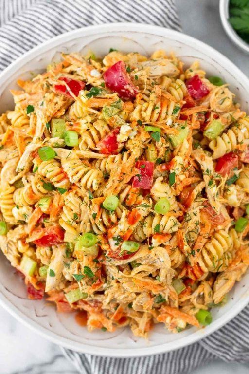 Buffalo Chicken Protein Pasta with Blue Cheese