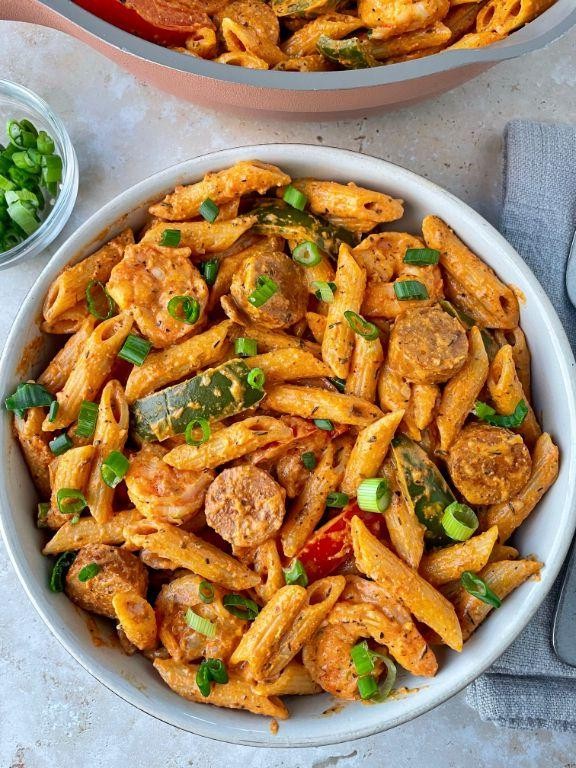 Cajun Shrimp and Sausage Protein Pasta
