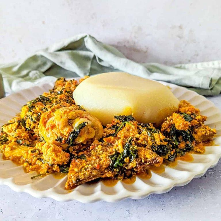 Cameroonian Yam Fufu with Egusi Soup