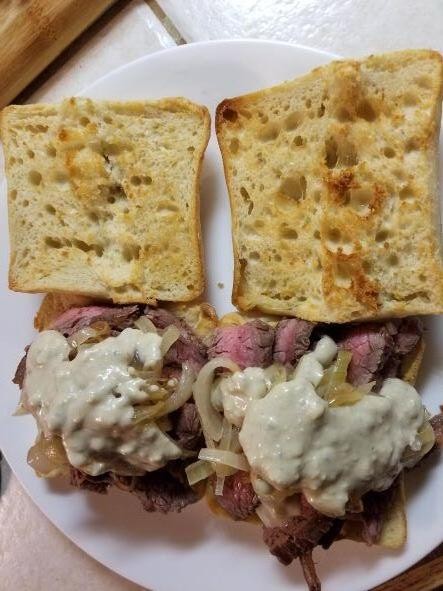 Caramelized Onion and Gorgonzola Steak Sandwich