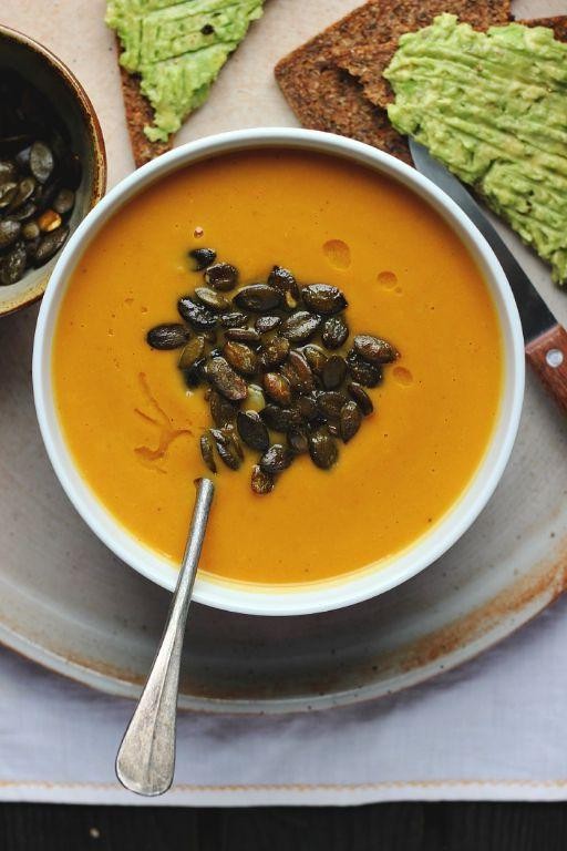 Carrot Ginger Soup with Toasted Pepitas